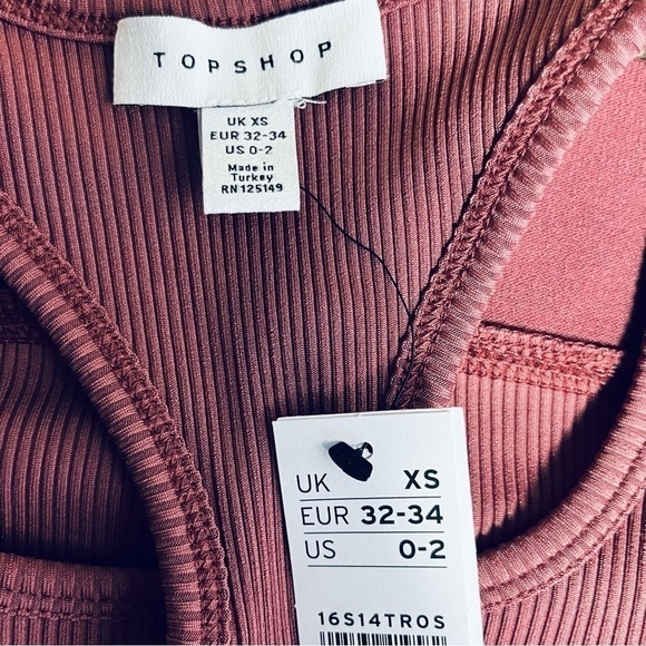 Topshop sports bra crop pullover 39N Racerback Wide Band Rib burgundy size 0-2 - Picture 8 of 14